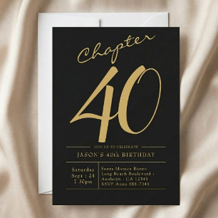 Convite Aniversário de 40 anos do marido, festa preta e do