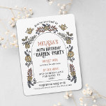 Convite aniversário de 40 anos do Partido do Jardim Dourad<br><div class="desc">Celebrar um marco como precioso dos anos que passaram pedindo a amigos e familiares que se juntem e comemorem! Este convite de festas de aniversário de 40 anos pode ser personalizado para qualquer idade é ilustrado com aves desenhadas à mão e um arco de flores em amarelo e ouro. Personalize...</div>