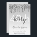Convite Aniversário de 40 anos do Silver Sparkle Glitter<br><div class="desc">Silver Sparkle e Glitter Ombre Girly Festa de aniversário Convite de festas. Este moderno convite de 40 anos é perfeito para o moderno e elegante Sparkle Glitter Girly Party,  que procura celebrar no estilo. Entre em contato com o designer para encontrar itens personalizados correspondentes.</div>