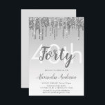 Convite Aniversário de 40 anos do Silver Sparkle Glitter<br><div class="desc">Silver Sparkle e Glitter Ombre Girly Festa de aniversário Convite de festas. Este moderno convite de 40 anos é perfeito para o moderno e elegante Sparkle Glitter Girly Party,  que procura celebrar no estilo. Entre em contato com o designer para encontrar itens personalizados correspondentes.</div>