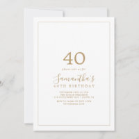 Aniversário de 40 anos Dourada minimalista