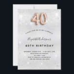 Convite aniversário de 40 anos dourado<br><div class="desc">Um convite moderno,  na moda e glamouroso para um aniversário de 40 anos. Um fundo com aparência de prata falsa,  decorado com poeira brilhante. Personalize e adicione o seu nome e detalhes da festa. O número 40 é escrito com uma fonte no estilo do balão dourado,  script.</div>