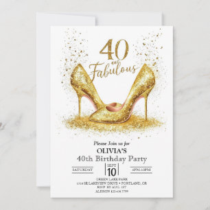 Convite Aniversário de 40 anos Dourado digital de quarenta