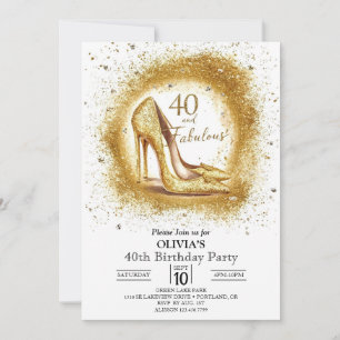 Convite Aniversário de 40 anos Dourado digital elegante pa