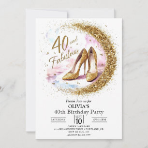 Convite Aniversário de 40 anos Dourado digital fabuloso