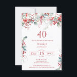 Convite aniversário de 40 anos Elegante Berry Botânico de<br><div class="desc">Convide seus hóspedes para uma festa de aniversário especial de inverno ou de Natal com este elegante morango vermelho e uma folhagem verde de sábado. As bagas vermelhas profundas são aninhadas em folhas e ramos. O texto vermelho aumenta o humor festivo. Este elemento faz parte da Coleção de Berry de...</div>
