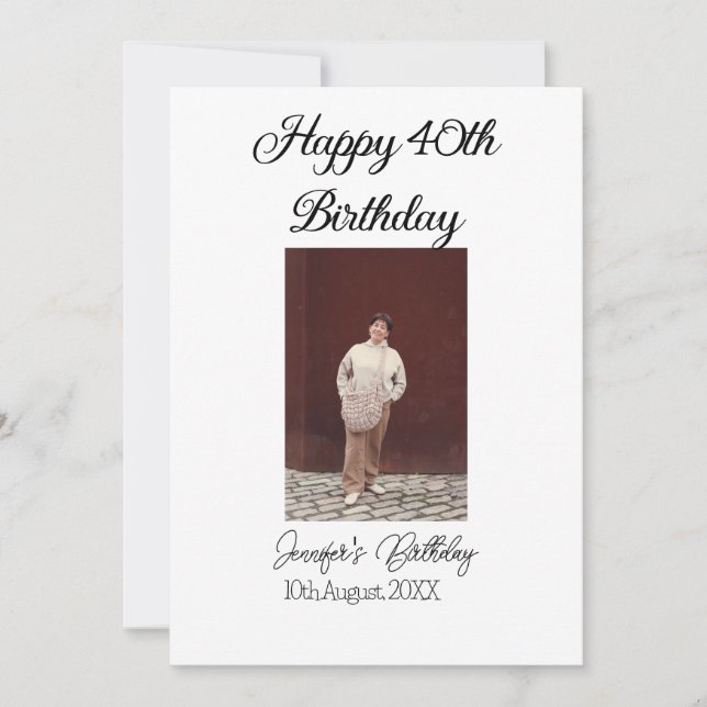 Convite Aniversário de 40 anos feliz, simples e simples (Frente)