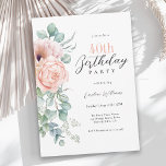 Convite Aniversário de 40 anos Floral Cor de Água Rosa e B<br><div class="desc">Um belo convite de festas aniversário de 40 anos para celebrar um aniversário em estilo elegante, este charmoso design floral de aquarela tem rosas cor-de-rosa e pêssego e papoilas com adoráveis paisagens de eucalipto ao longo da fronteira esquerda. Todo o texto pode ser personalizado para o seu partido. Este convite...</div>