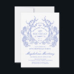 Convite aniversário de 40 anos French Vintage Blue Floral<br><div class="desc">Uma elegante crista floral azul-vintage francesa toma palco central neste convite de aniversário de eterno. Ornamentado,  formal e muito feminina fará qualquer dama de aniversário se sentir muito especial. Os suprimentos da parte coordenadora estão disponíveis.</div>