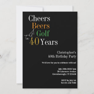 Convite aniversário de 40 anos Golf Cheers Party
