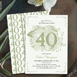 Convite aniversário de 40 anos Green Dacil Wildflower núme