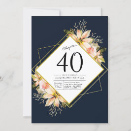 Convite aniversário de 40 anos Marinho azul