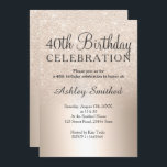 Convite aniversário de 40 anos metálico de glitter dourado<br><div class="desc">design de folha metálica luxuosa e glitter-ouro com elegante convite para aniversário de 40 anos de caligrafia.</div>