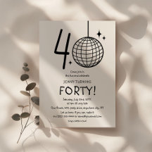 Aniversário de 40 anos Minimal Doodle Disco Ball