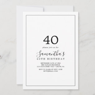 Convite Aniversário de 40 anos minimalista