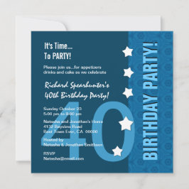 Convite aniversário de 40 anos Modern Hues de Blue Funny D