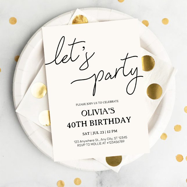 Convite Aniversário de 40 anos Modern Let's Party (Criador carregado)