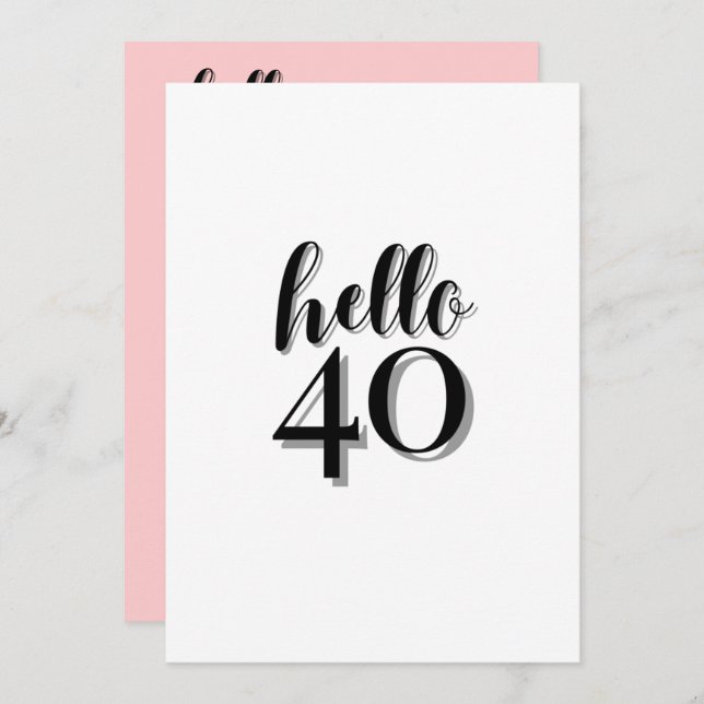 Convite aniversário de 40 anos Modern Pink and Black Party (Frente/Verso)