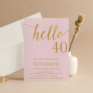 Convite Aniversário de 40 anos moderno HELLO 40 Adulto Ani