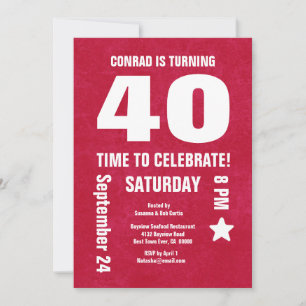 Convite aniversário de 40 anos moderno ou qualquer ano de