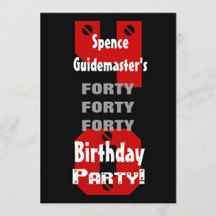 Convite aniversário de 40 anos Moderno Vermelho Branco Ver