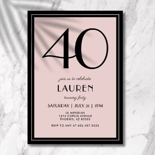 Convite Aniversário de 40 anos Mulheres Moderno Minimalist