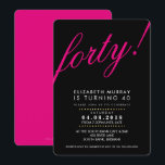 Convite Aniversário de 40 anos NEGRITO script INVITE preto<br><div class="desc">Um design de convite para o seu ANIVERSÁRIO para qualquer idade. Configurar como um modelo é simples para você adicionar seus próprios detalhes, ou apertar o botão personalizar e você pode adicionar ou alterar texto, fontes, tamanhos, etc., DICA: 1. Para alterar/mover gráficos / alterar a cor de fundo, pressione o...</div>