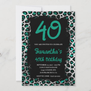 Convite Aniversário de 40 anos Negro Pintado com folhas pr