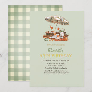 Convite Aniversário de 40 anos Orange Aperol Green Plaid P