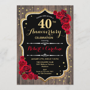Convite Aniversário de 40 anos - Ouro Vermelho Madeira