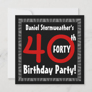 Convite aniversário de 40 anos Para Ele Moderno Stripes M