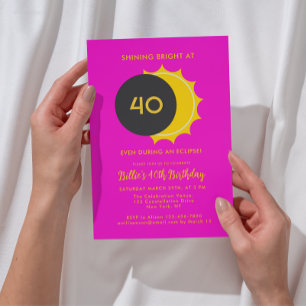 Convite Aniversário de 40 anos Partido Eclipse Solar Par