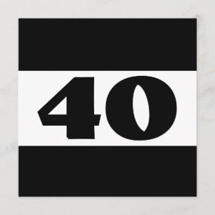Convite aniversário de 40 anos Party Black and White Moder
