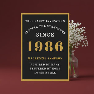 Convite Aniversário de 40 anos personalizado 1986 Elegante
