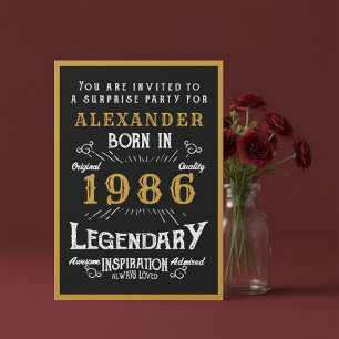 Convite Aniversário de 40 anos personalizado 1986 Lenda Pr