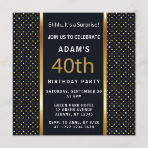Convite Aniversário de 40 anos personalizado elegante Dour