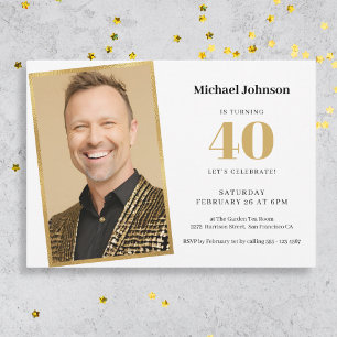 Convite Aniversário de 40 anos Personalizado Simples de Fo