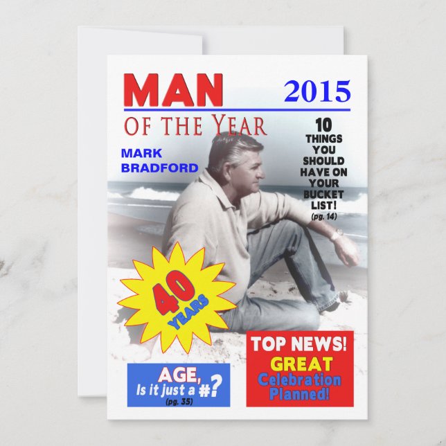 Convite aniversário de 40 anos PHOTO - Cobrir de R (Frente)