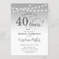 aniversário de 40 anos - Prata branca