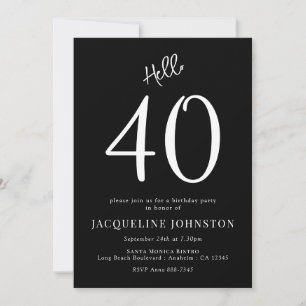 Convite aniversário de 40 anos, preto e branco