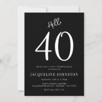aniversário de 40 anos, preto e branco