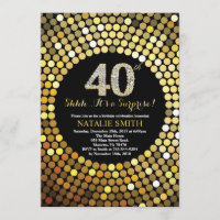 aniversário de 40 anos preto e brilhante Dourado