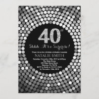 aniversário de 40 anos preto e brilhante surpresa