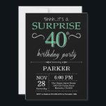 Convite aniversário de 40 anos preto e verde surpresa<br><div class="desc">Convite para aniversário de 40 anos surpresa com fundo brilhante preto e verde. Chalkboard. Aniversário Adulto. Homens ou Mulheres no Dia Convidam. Qualquer idade.
Para mais personalização,  clique no botão "Personalizar" e use a ferramenta design para modificar este modelo.</div>