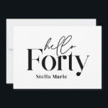 Convite Aniversário de 40 anos preto mínimo moderno<br><div class="desc">Mínimo moderno convite para aniversário de 40 anos preto e branco. Parte de uma coleção contemporânea.</div>