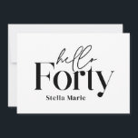 Convite Aniversário de 40 anos preto mínimo moderno<br><div class="desc">Mínimo moderno convite para aniversário de 40 anos preto e branco. Parte de uma coleção contemporânea.</div>