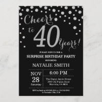 Aniversário de 40 anos preto surpreendido e diaman