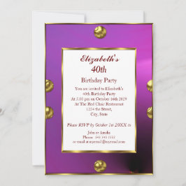 Convite aniversário de 40 anos Purple Dourado