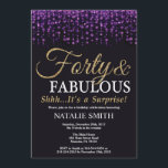 Convite Aniversário de 40 anos púrpura e brilhante Dourado<br><div class="desc">Convite para aniversário de 40 anos surpresa. Quarenta e fabulosa. Roxo Preto e Dourada Brilhante. Festa de aniversário adulta. Para Homens ou Mulheres. Para mais personalização,  clique no botão "Personalizar" e use nossa ferramenta de design para modificar este modelo.</div>