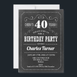 Convite aniversário de 40 anos - Quadro Preto Branco<br><div class="desc">Convite de festas aniversário de 40 anos. Convite de aniversário de adultos preto e branco para homens ou mulheres. Apresenta o padrão do quadro de referência e a fonte do script de tipografia retrorreflectora. Saúde para 40 anos! O cartão de convite elegante é perfeito para uma celebração de um na...</div>